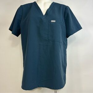 FIGS Catarina One Pocket Short Sleeve Scrub Blue Top Size L